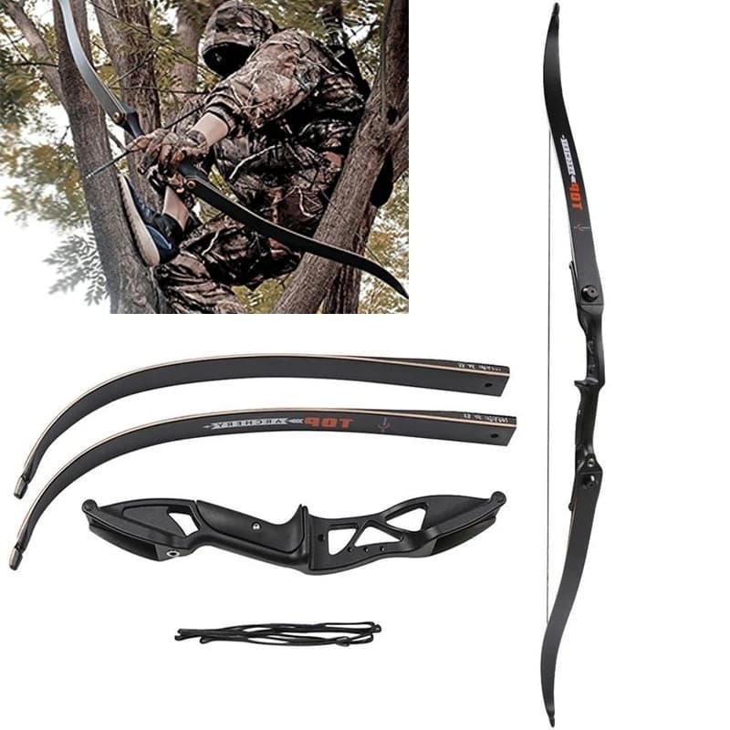 Set Professionale e Resistente di Arco e Frecce Nero da 56'' 35lbs 45lbs 50lbs per Caccia, Tiro e Allenamento