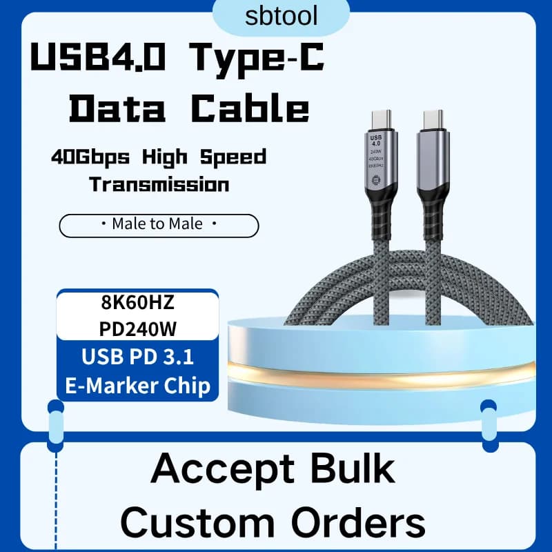 Cavo USB4 tipo C 8K 40Gbps 240W PD3.1 QC4.0 ForThunderbolt 4 Cavo di ricarica rapida Thunderbolt3 Trasferimento dati da USB C a C