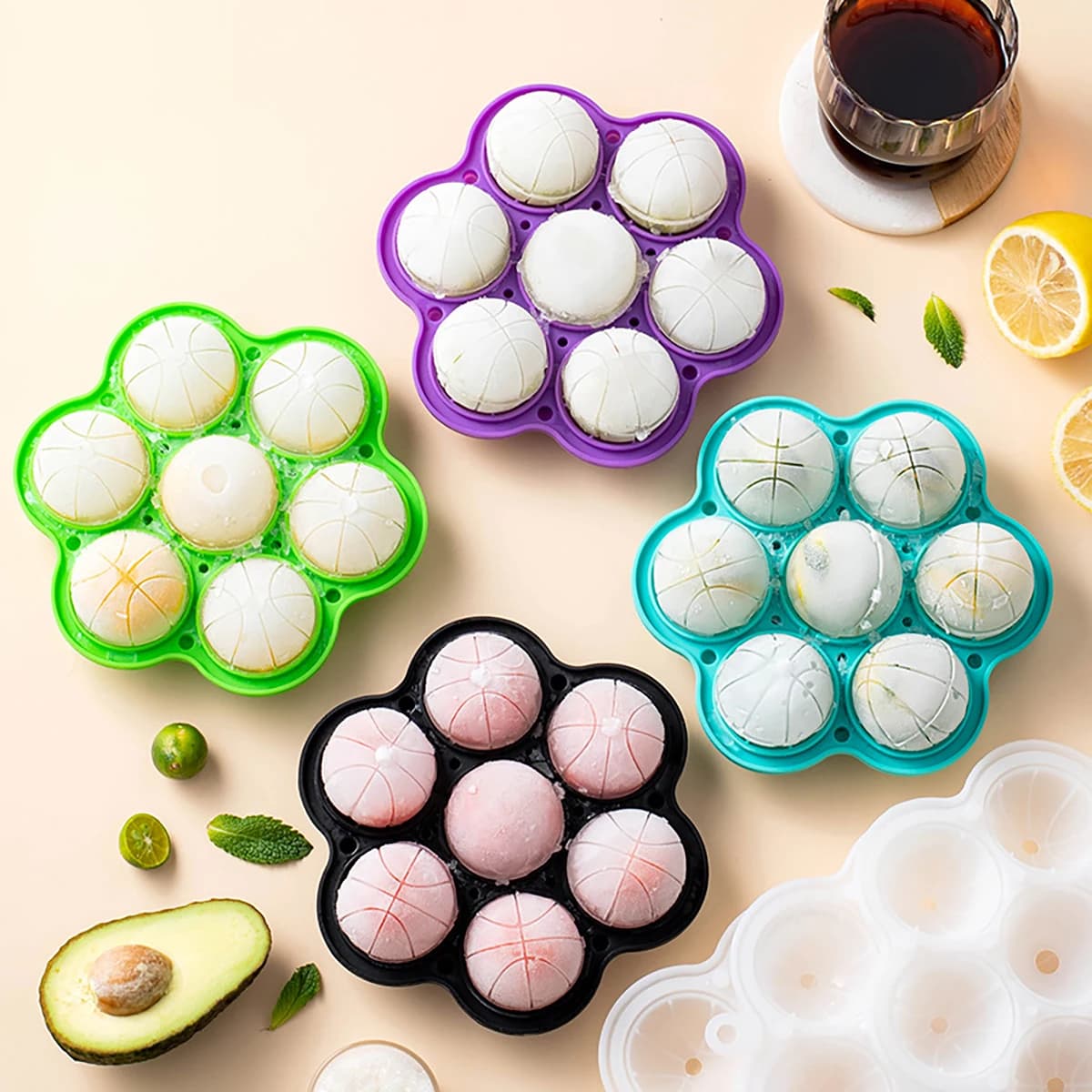 Stampo in Silicone per Ghiaccio Sferico a 7 Fori, Creativo per Whisky, Facile da Sformare, Gadget da Cucina e Bar