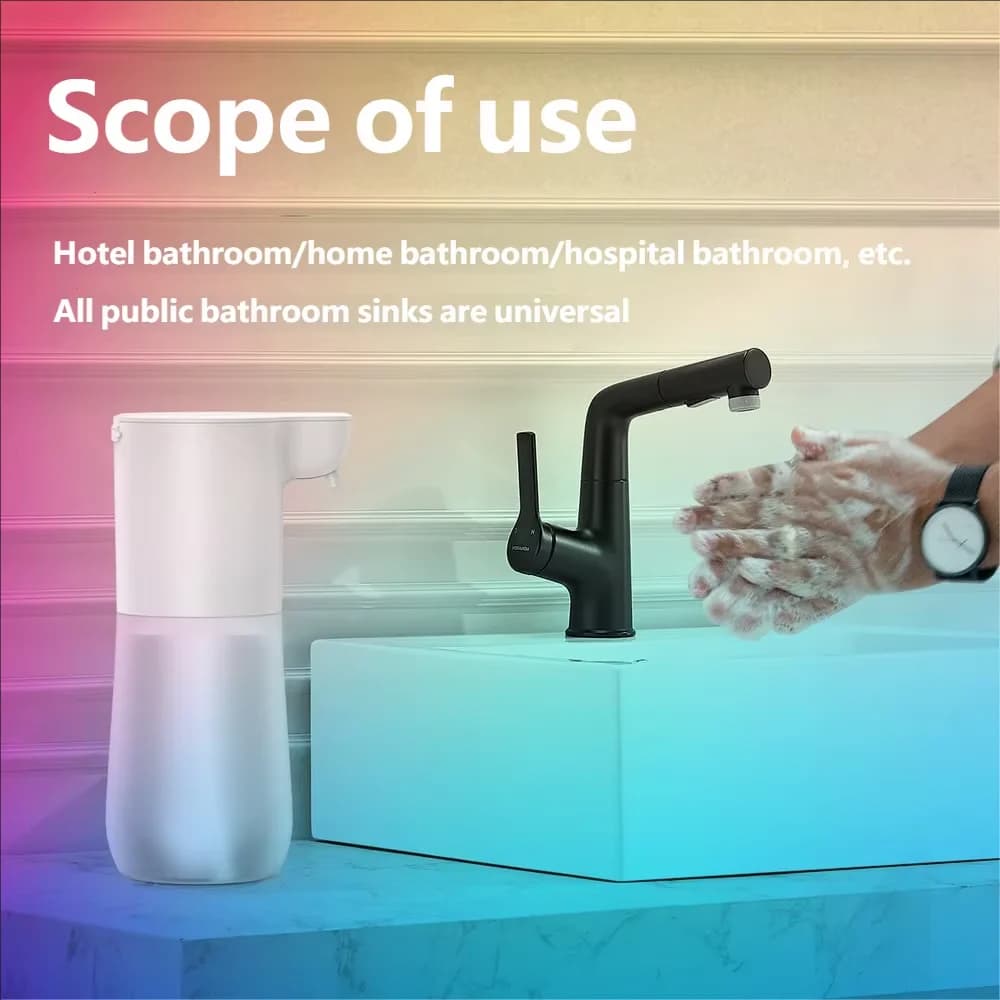 HOMEFISH Dispenser Automatico di Sapone Intelligente con Sensore 350ml Ricaricabile USB, Dispenser di Schiuma Senza Contatto, Macchina per Disinfettante Mani