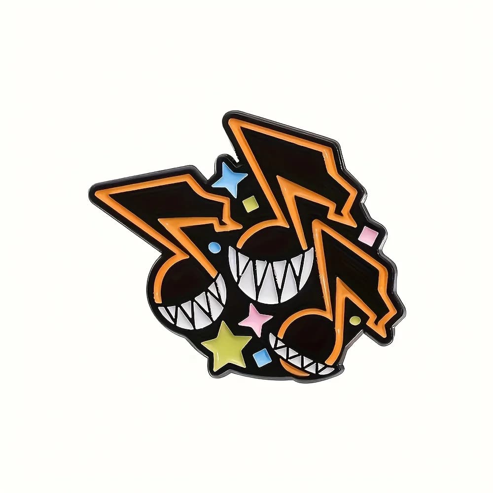 3 adorabili distintivi smaltati con nota musicale anime: spilla in lega arancione-nero brillante, motivo a stella, zaino leggero e resistente