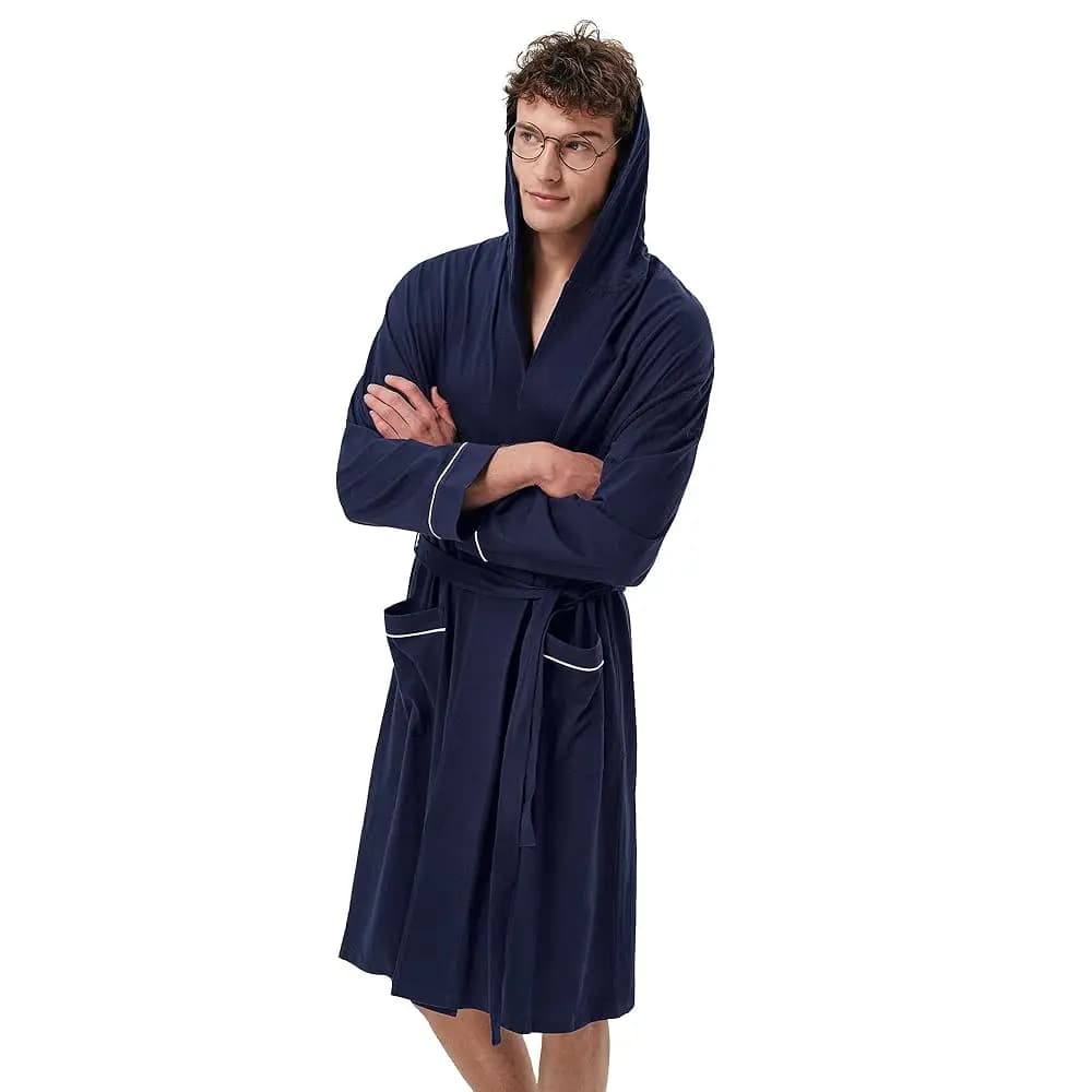 Accappatoio da Uomo in Cotone Leggero e Morbido, Stile Kimono, Lunghezza al Ginocchio, per Spa e Casa, Taglie M-XXL
