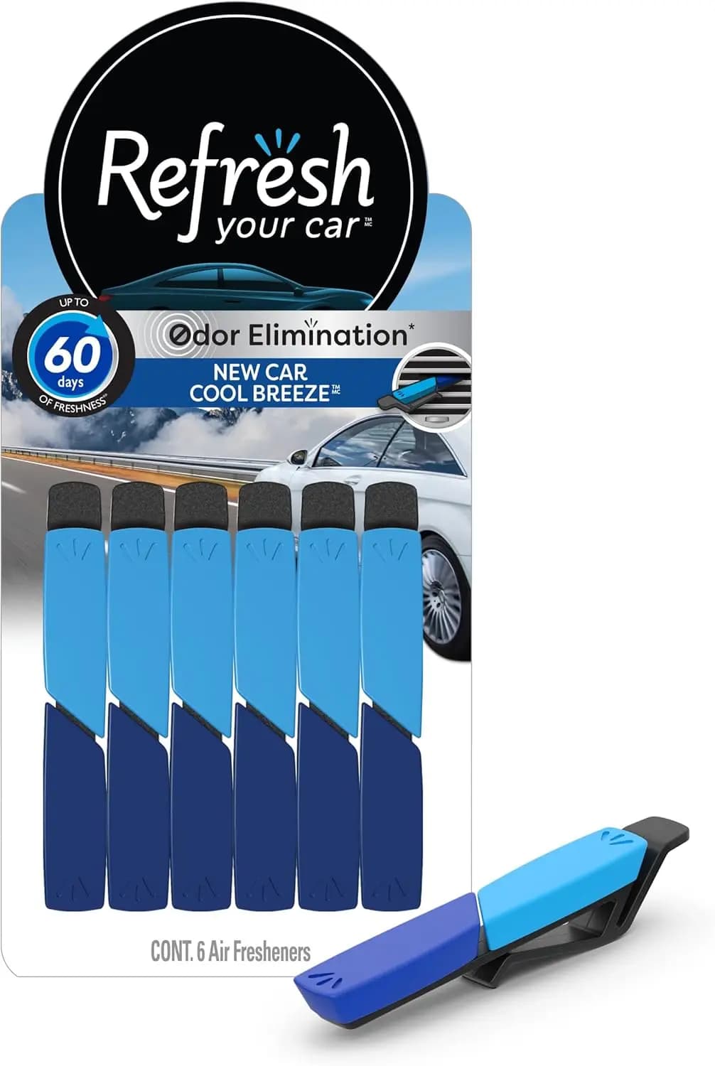 Confezione da 6 Deodoranti per Auto, Profumo Cool Breeze, Lunga Durata