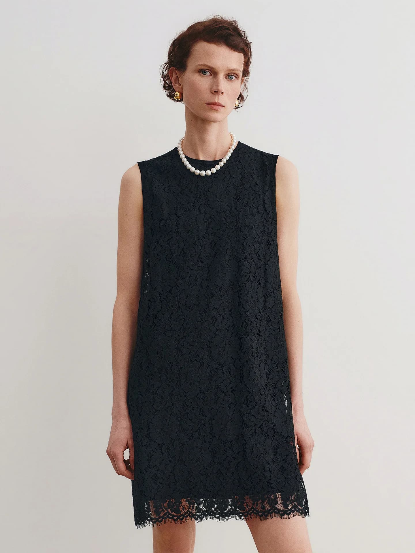 Elegant Knitted Lace Dress Sleeveless H-Shape round Neck Gown Comfortable Breathable Spring Summer Women's Fashion Dress