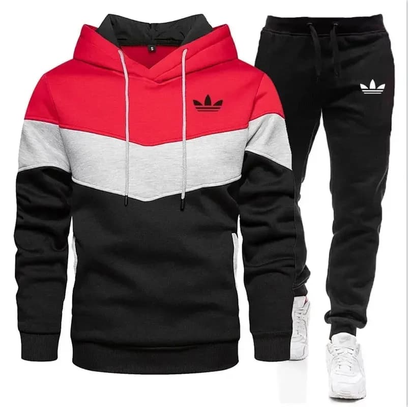 Nuovo pullover a maniche lunghe da uomo autunno e inverno con cappuccio + pantaloni Set di abbigliamento sportivo da uomo da corsa all'aperto alla moda in 2 pezzi