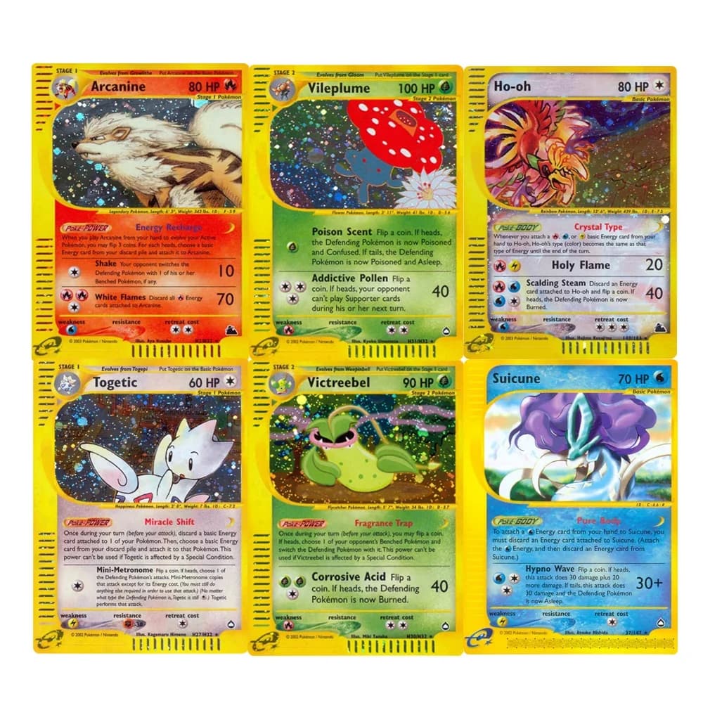 Carte Pokemon Brillante Carta E-Card Serie Vileplume Arcanine Gengar Suicune Gioco Carte da collezione Giocattoli Regali Proxy Card