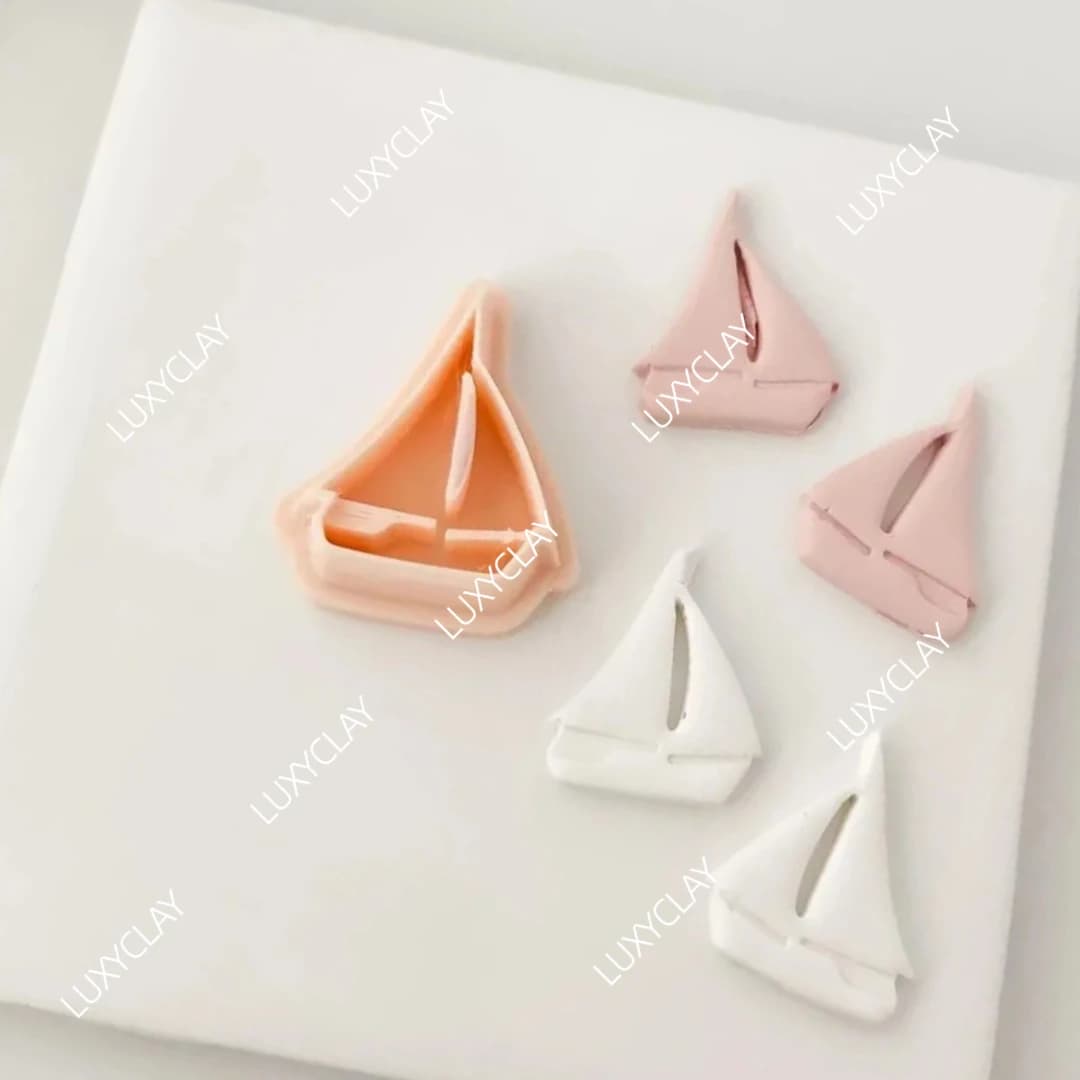 1pc Boat Shape Polymer Clay Mold, Embossed Sailboat Pattern Polymer Clay Cutters for DIY Pendants Earring & Jewelry Making