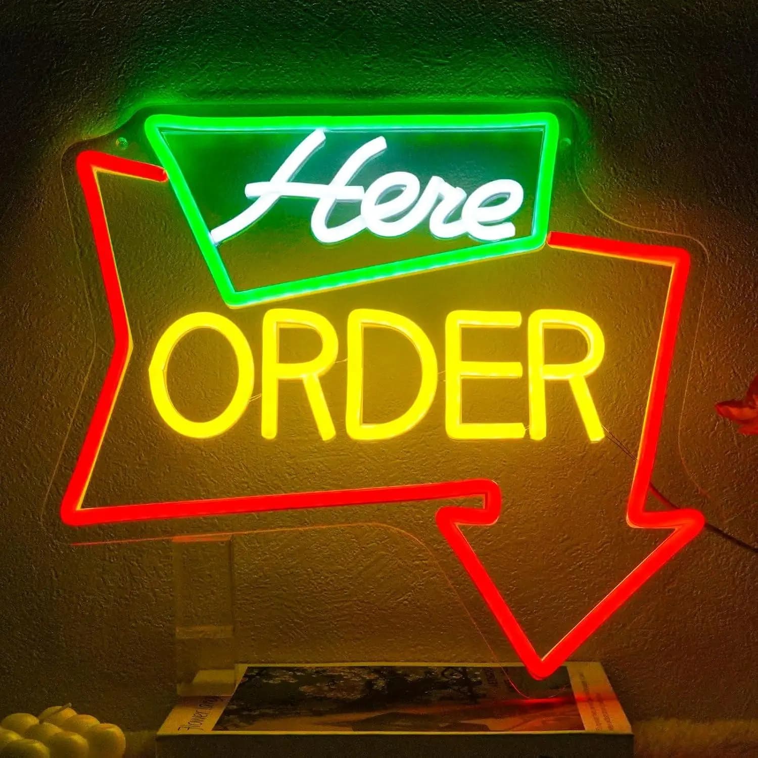 Insegna al Neon Dimmerabile a Freccia per Supermercati, Casse, Negozi, Bar, Ristoranti e Decorazioni Commerciali