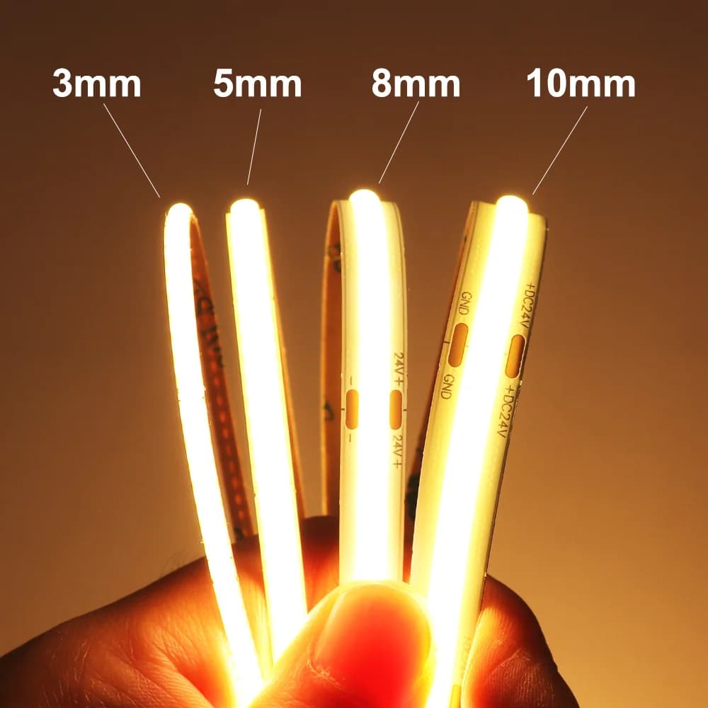 LED Strip COB 3mm 5mm 8mm 12V 24V Dimmable, LED Blue Ice Yellow Red Green Pink White for Home Decoration, LED Strip Light RA90