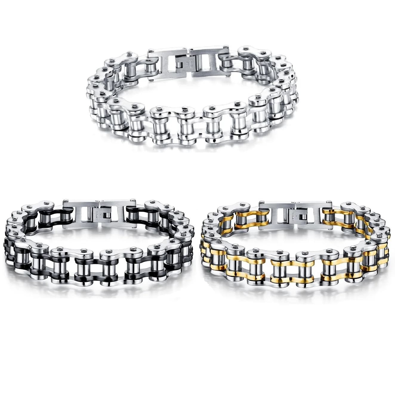 Bracciale da uomo in acciaio inossidabile da motociclista, bicicletta, moto, catena a maglie per uomo, braccialetto Rock, regalo di gioielli maschili