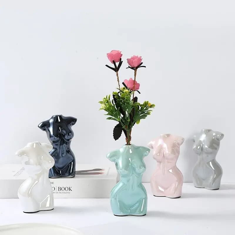 Creative Female Body Ceramic Vase Countertop Decoration Figure Art Sculpture Flower Pot Tabletop Flower Vase Home Decoration New