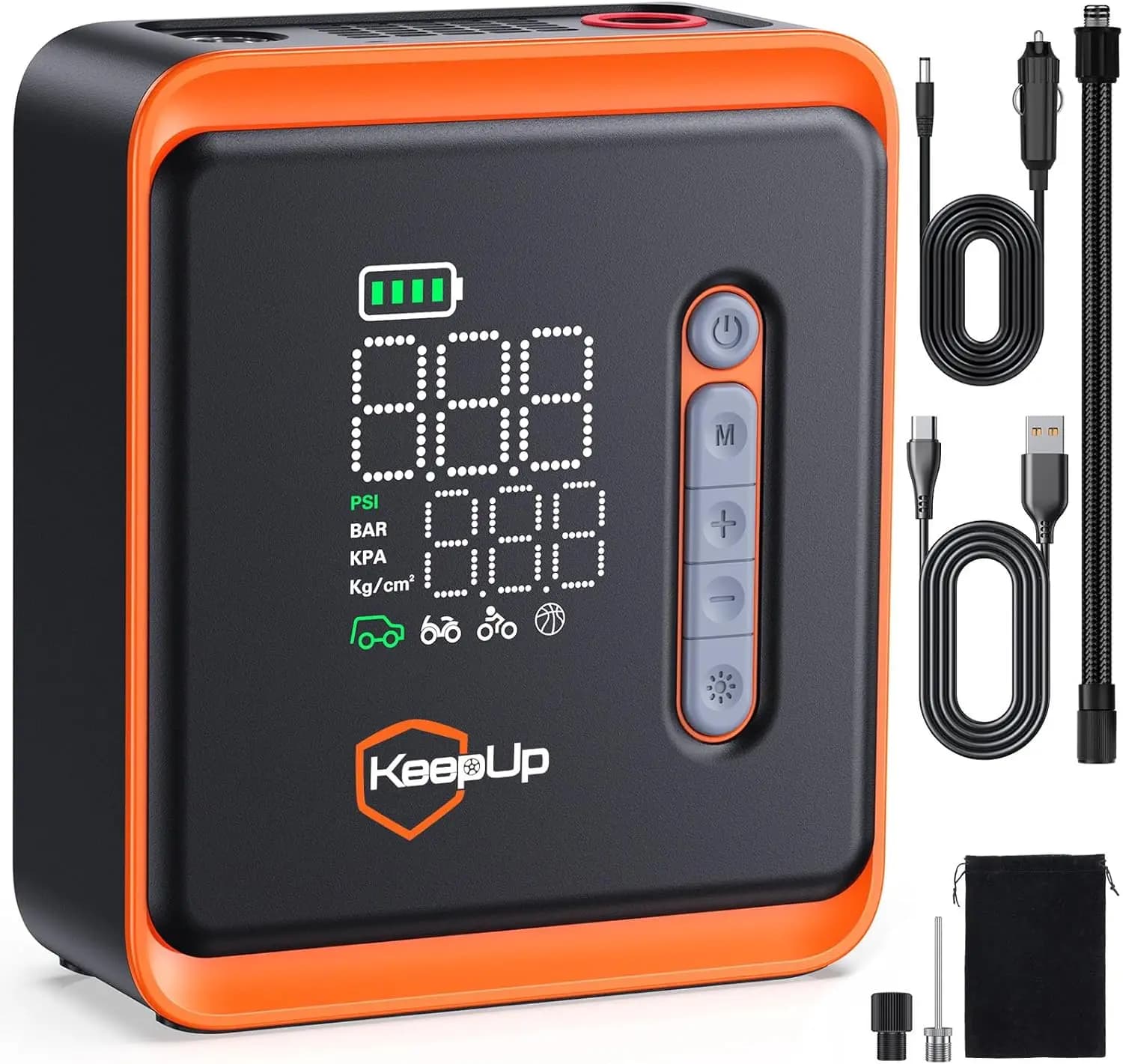 Kit di gonfiaggio pneumatici a LED senza fili ricaricabile per auto, bici, bici elettriche, motocicli, gonfiaggio di veicoli da 150 PSI