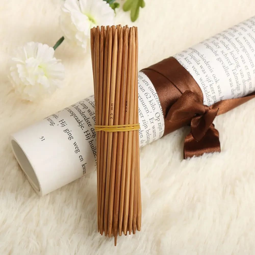 55Pcs Fashion Double Pointed Weave Tool Bamboo Knitting Needle Cochet Hooks 11 Sizes