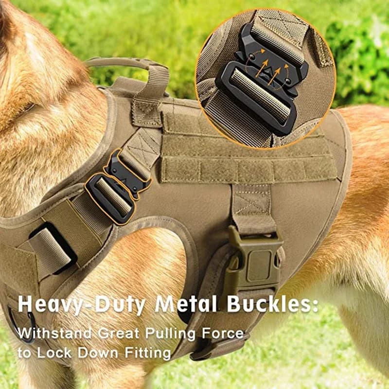 Gilet militare tattico Retriever Pet Pastore tedesco Set di imbracatura e guinzaglio per cani da addestramento tattico dorato per cani di tutte le razze