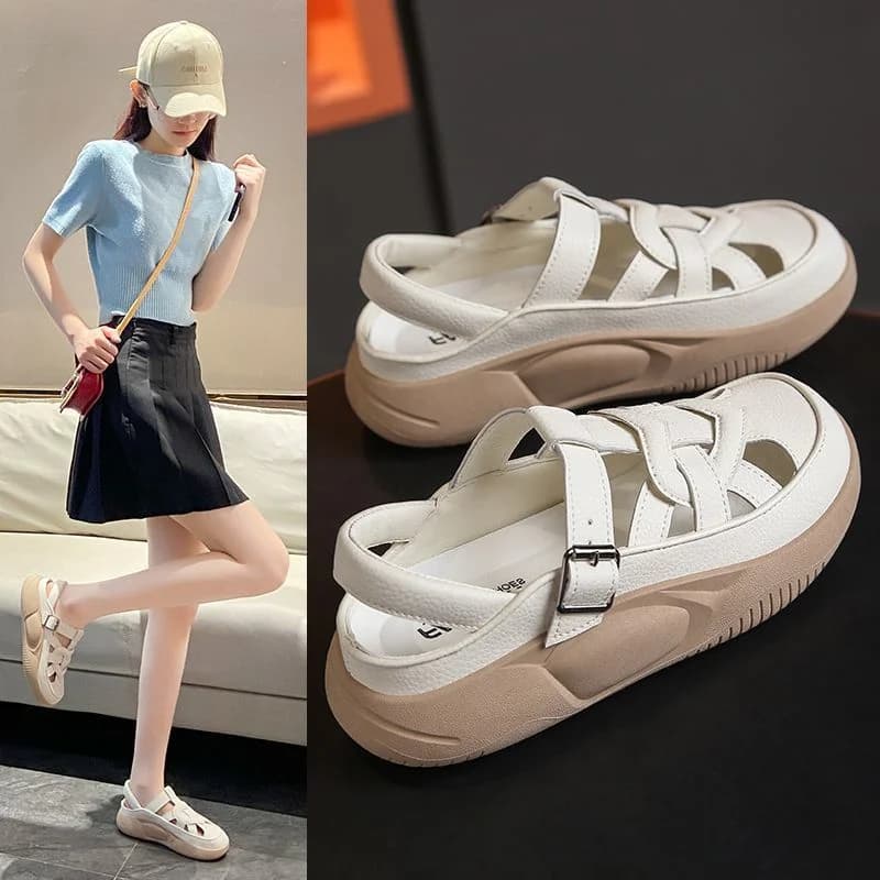Sandali Donna Estivi 2025 con Intagli, Suola Spessa, Comodi e alla Moda, Scarpe Casual da Spiaggia per Esterni