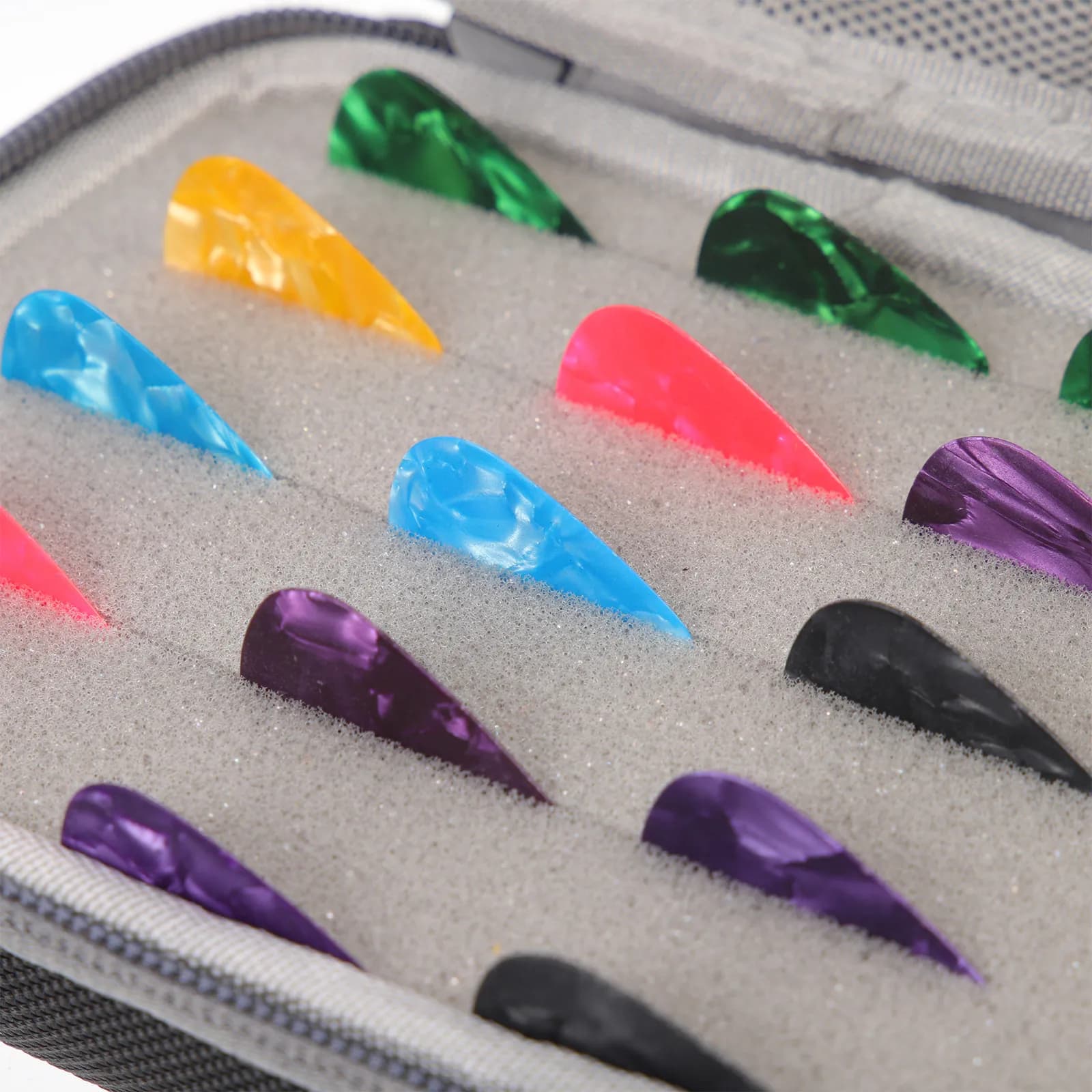 1 set di plettri professionali per chitarra con custodia portatile, texture robusta, forma ergonomica per la protezione delle dita, per chitarra acustica