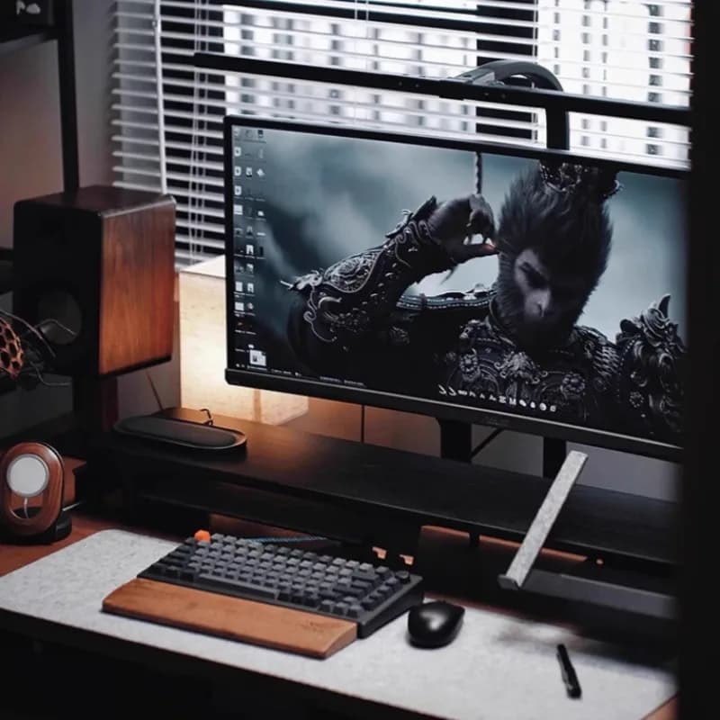 Supporto per monitor regolabile per desktop, supporto per computer portatile con fori di ventilazione, organizer da scrivania multifunzionale
