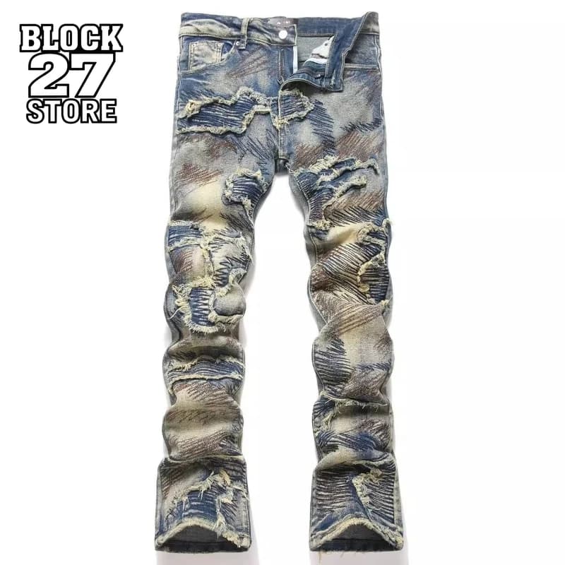 Nuovi Jeans Vintage Hip Hop da Uomo, Pantaloni Biker con Patchwork e Strappi, Stile Gotico Y2K, Abbigliamento Streetwear Harajuku Unisex