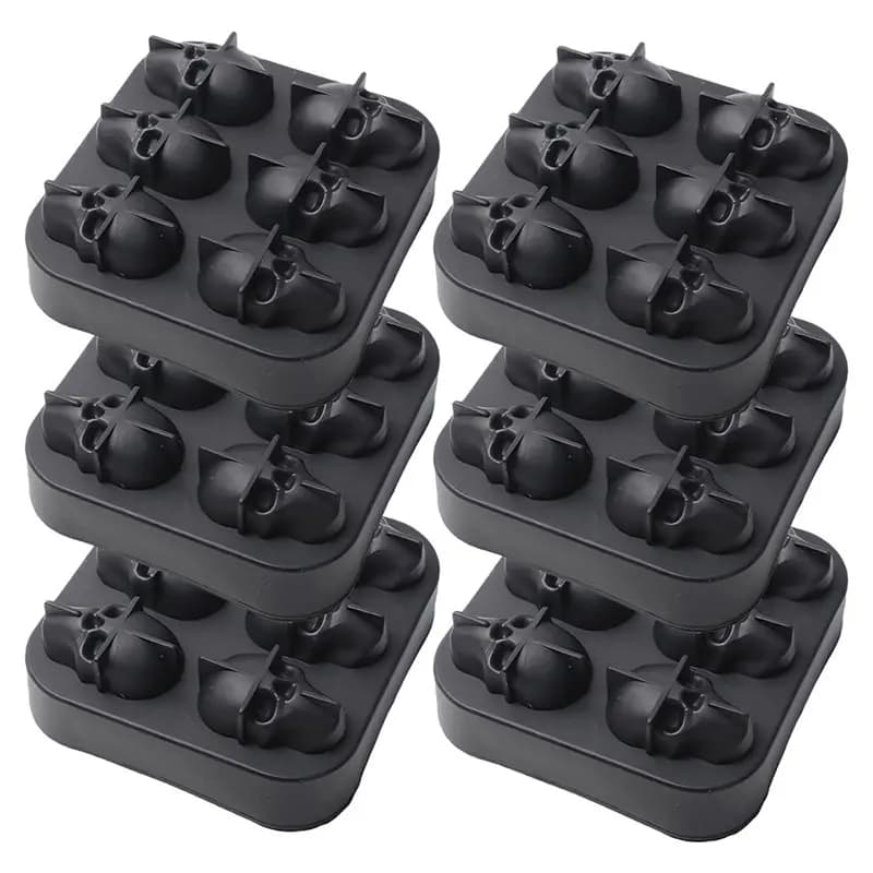 AB34-6 Pezzi Stampo per Ghiaccio a Forma di Teschio in Silicone Alimentare, Vassoi per Ghiaccio Facili da Sformare, Set di Stampi per Ghiaccio a Teschio per Cocktail e Bevande per Feste