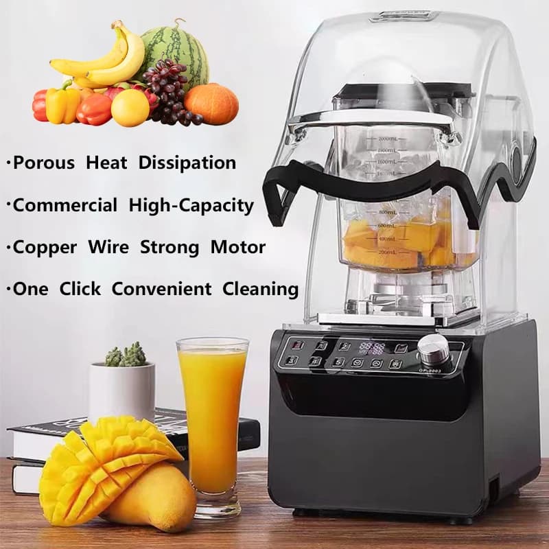 Frullatore per ghiaccio commerciale 1800W Frullatore per frullato resistente Frullatore per frutta Mixer Spremiagrumi Robot da cucina ad alta potenza 26000 giri/min