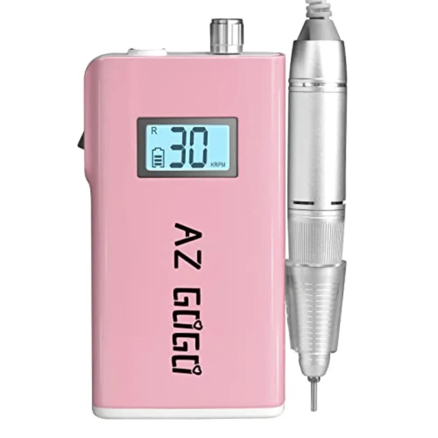 Trapano per Unghie Portatile Ricaricabile 30000RPM per Unghie in Acrilico e Gel - Trapano Elettrico Senza Fili con Display LCD in Rosa