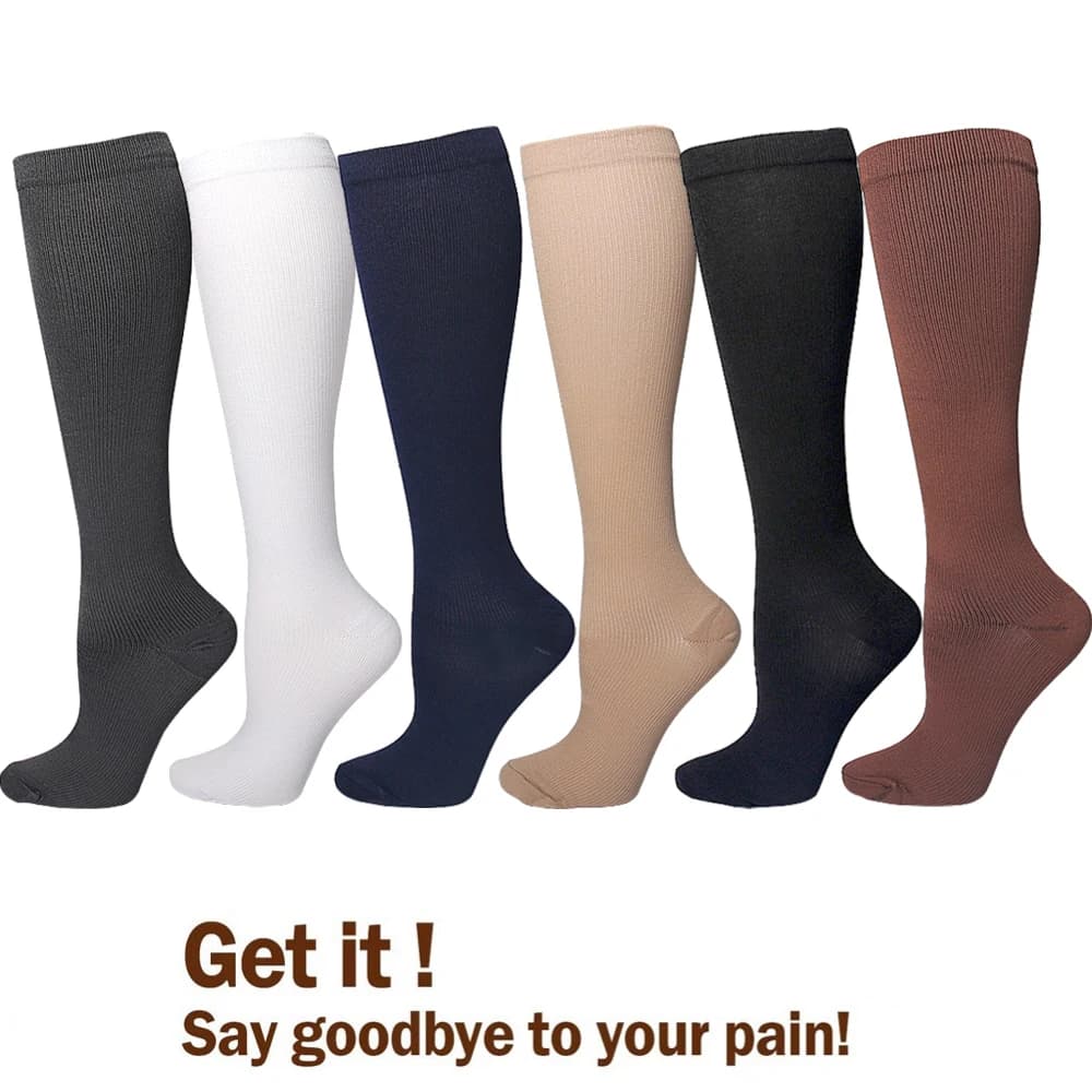 Calze a Compressione Unisex Anti-Fatica per Vene Varicose, per Golf, Rugby, Corsa, Escursionismo, Viaggi e Guida - Supporto di Grado Medicale per
