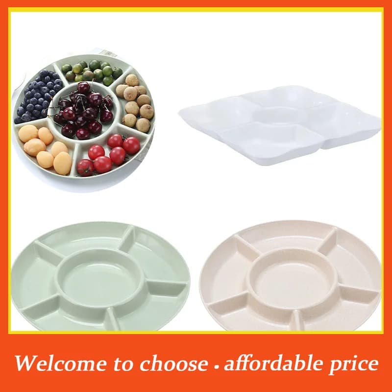Vassoio in Plastica Resistente per Conservazione Alimenti, Contenitore Riutilizzabile a Forma di Fiore, Piatto Diviso in 5 Scomparti per Uso Domestico