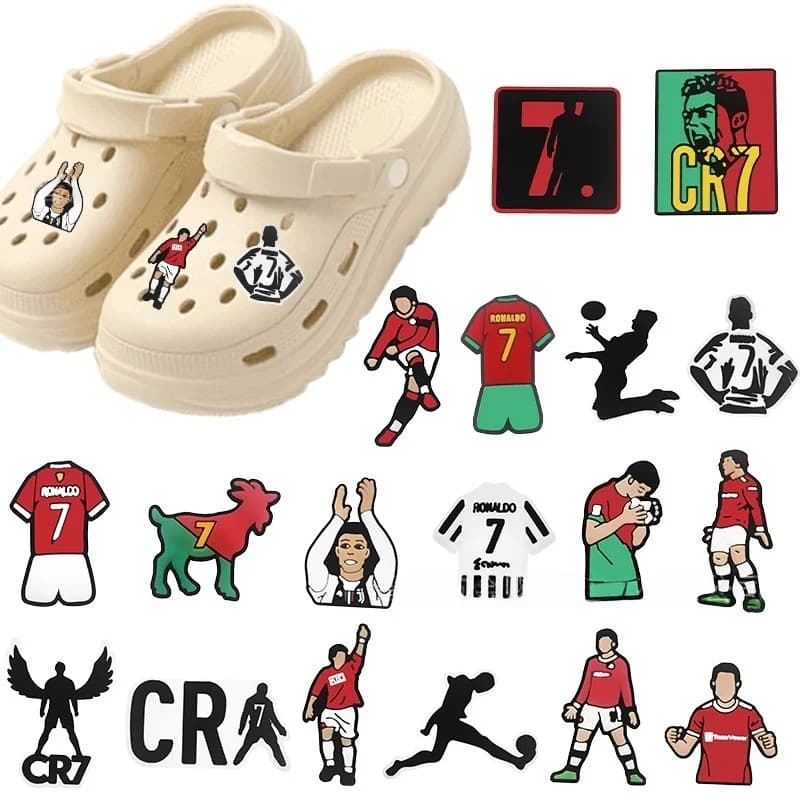 Nuovi Charm per Scarpe Serie Calcio in Vendita, Decorazioni Cartoon per Scarpe, Accessori per Zoccoli Classici, Regali per Feste