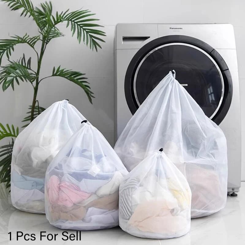 Drawstring Laundry Bag, Pull-string Portable Mesh Washing Bag for Travel, 1 or 3 Pieces Dirty Clothes Storage Solution