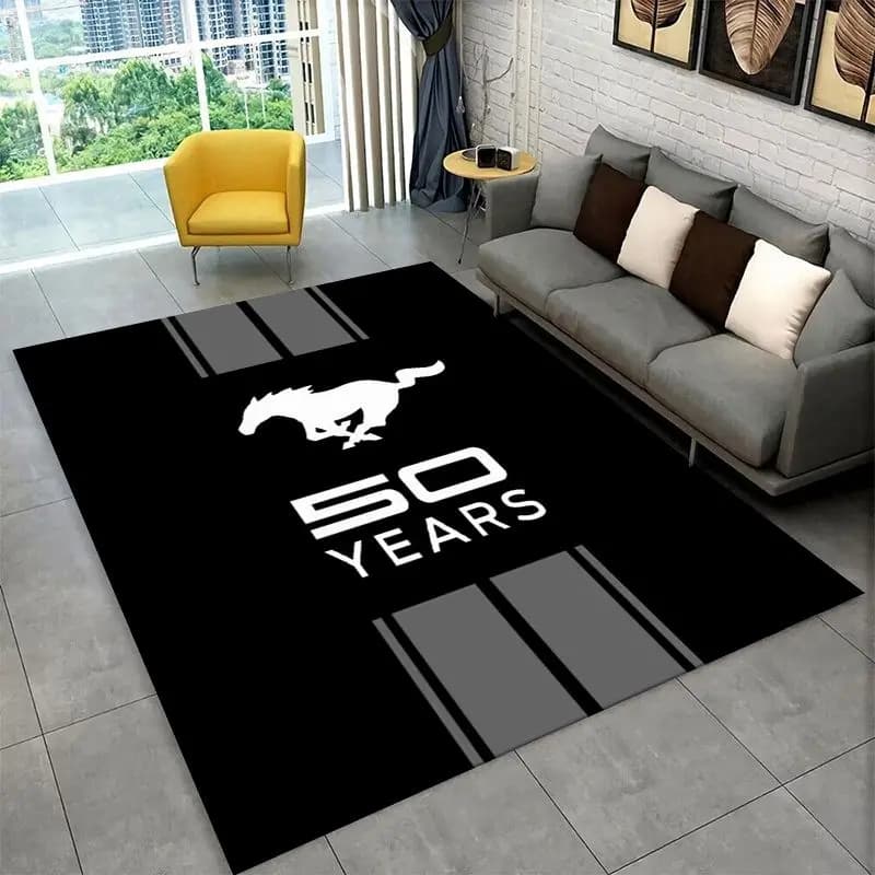 Retro M-Mustang Racing Car Non-Slip Area Rug for Living Room,Bedroom,Playroom,Soft Carpet Floor Mat Home Decor Rug Room