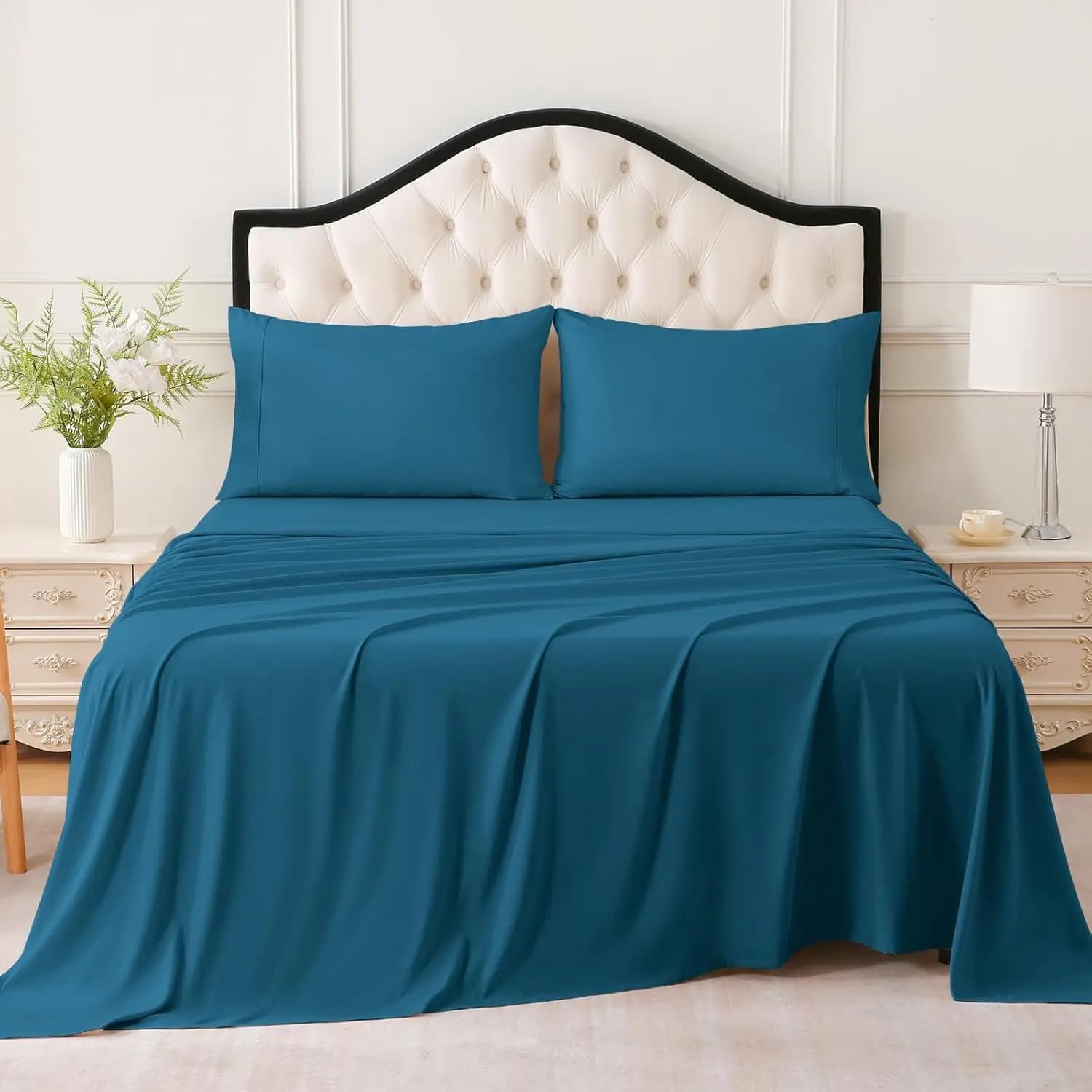 Set di Lenzuola per Letto Queen, Morbido e Traspirante, 4 Pezzi, Tasca Profonda 16 Pollici