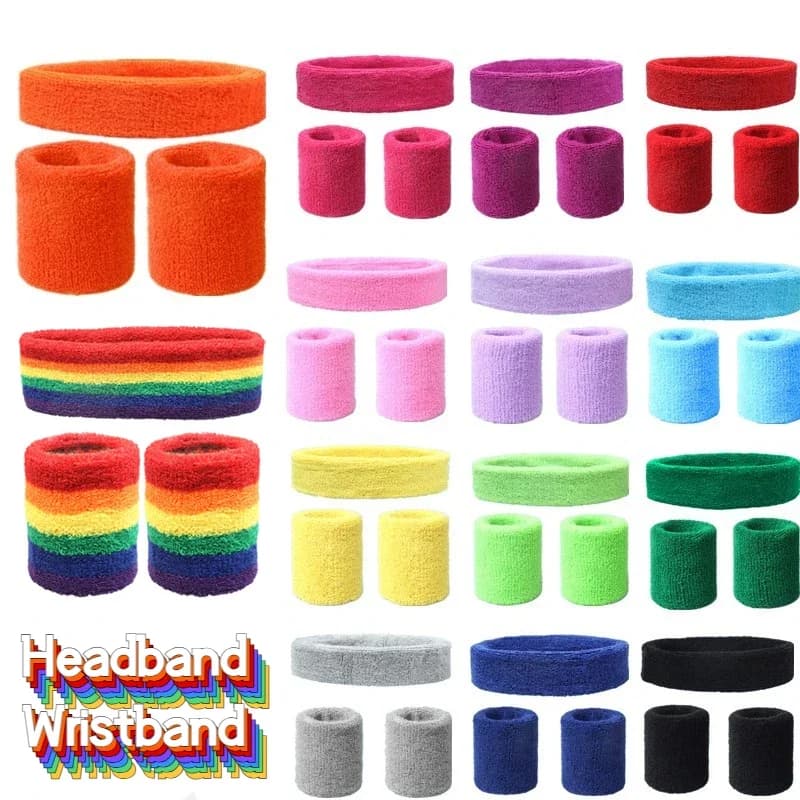 Fascia sportiva alla moda e set di asciugamani da polso, fascia da polso in cotone, bracciali per donna, uomo, ciclismo, palestra, basket, tennis