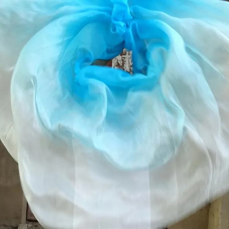 Velo di danza del ventre di seta pura al 100% per ballerini del ventre Sciarpa Scialle Sfumatura di colore Bianco-Blu 250 * 114 cm per le donne Spettacolo teatrale Puntelli