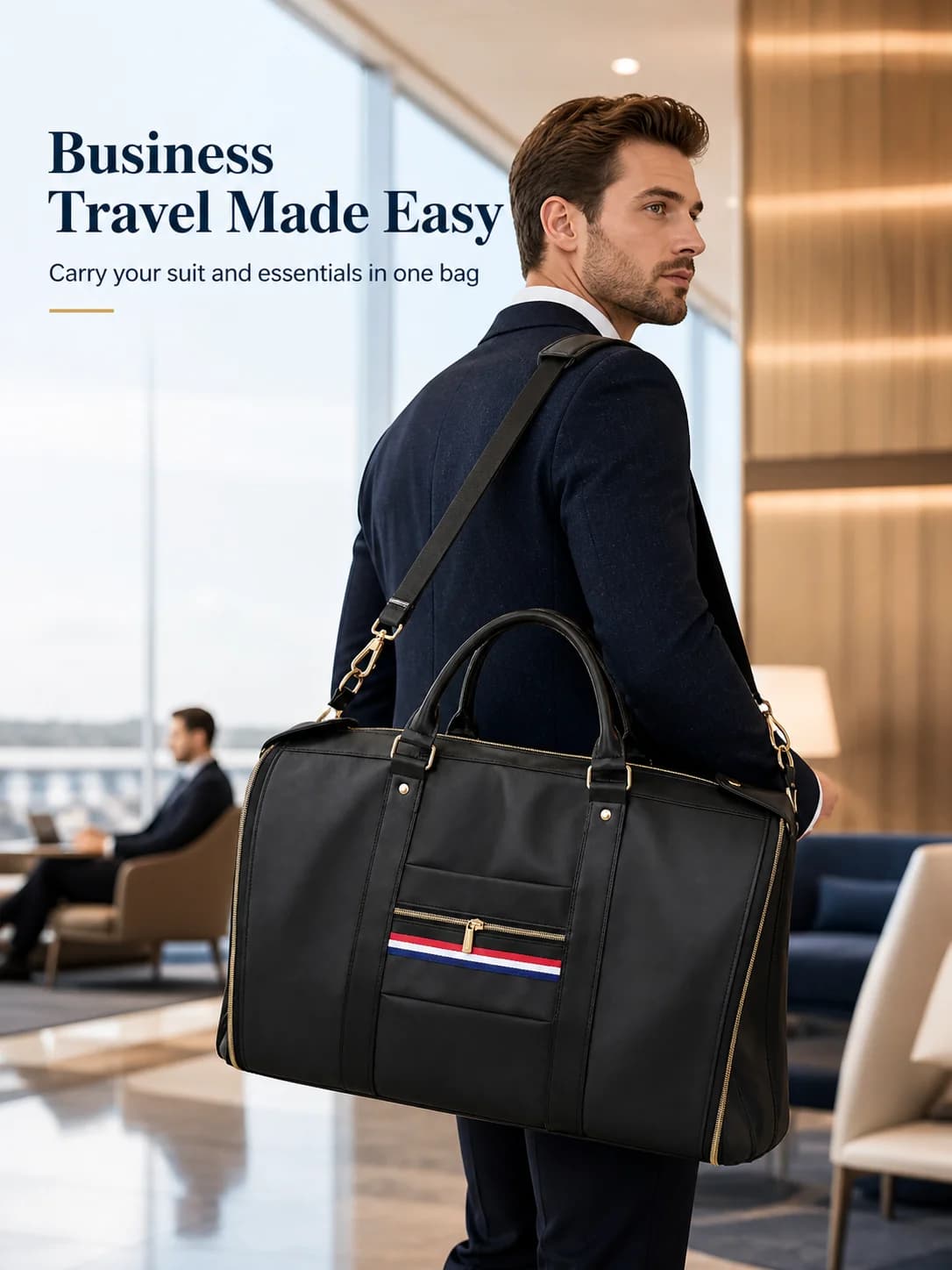 Borsa da Viaggio Premium Nera per Abiti, Bagaglio da Viaggio, Borsa Weekend per Affari, Porta Abiti Pieghevole con Scomparto per Scarpe