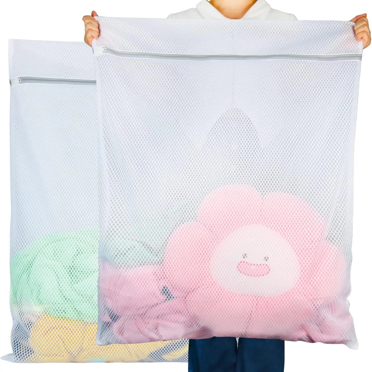 Sacchi per Bucato XXL a Nido d'Ape, Confezione da 2, Extra Grandi 27x35" per Cappotti, Coperte e Giocattoli Imbottiti