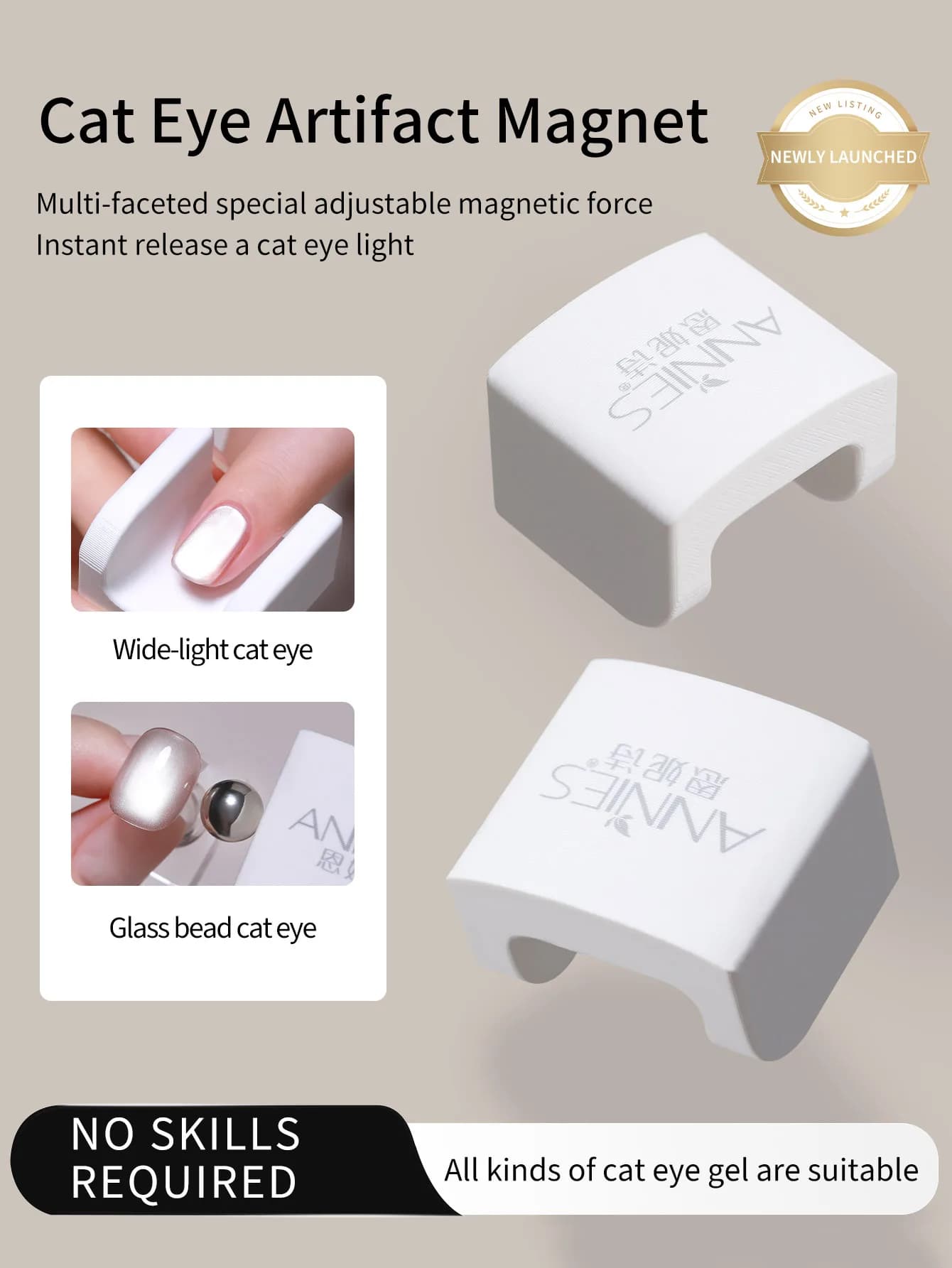 Eyeliner automatico per occhi di gatto per nail art da 1 pezzo - Magnete francese multifunzionale, super potente e largo per occhi di gatto per principianti
