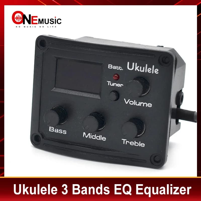 Equalizzatore EQ Ukulele a 3 bande con sintonizzatore Uscita bilanciamento trasduttore piezoelettrico con pickup cromatico LCD