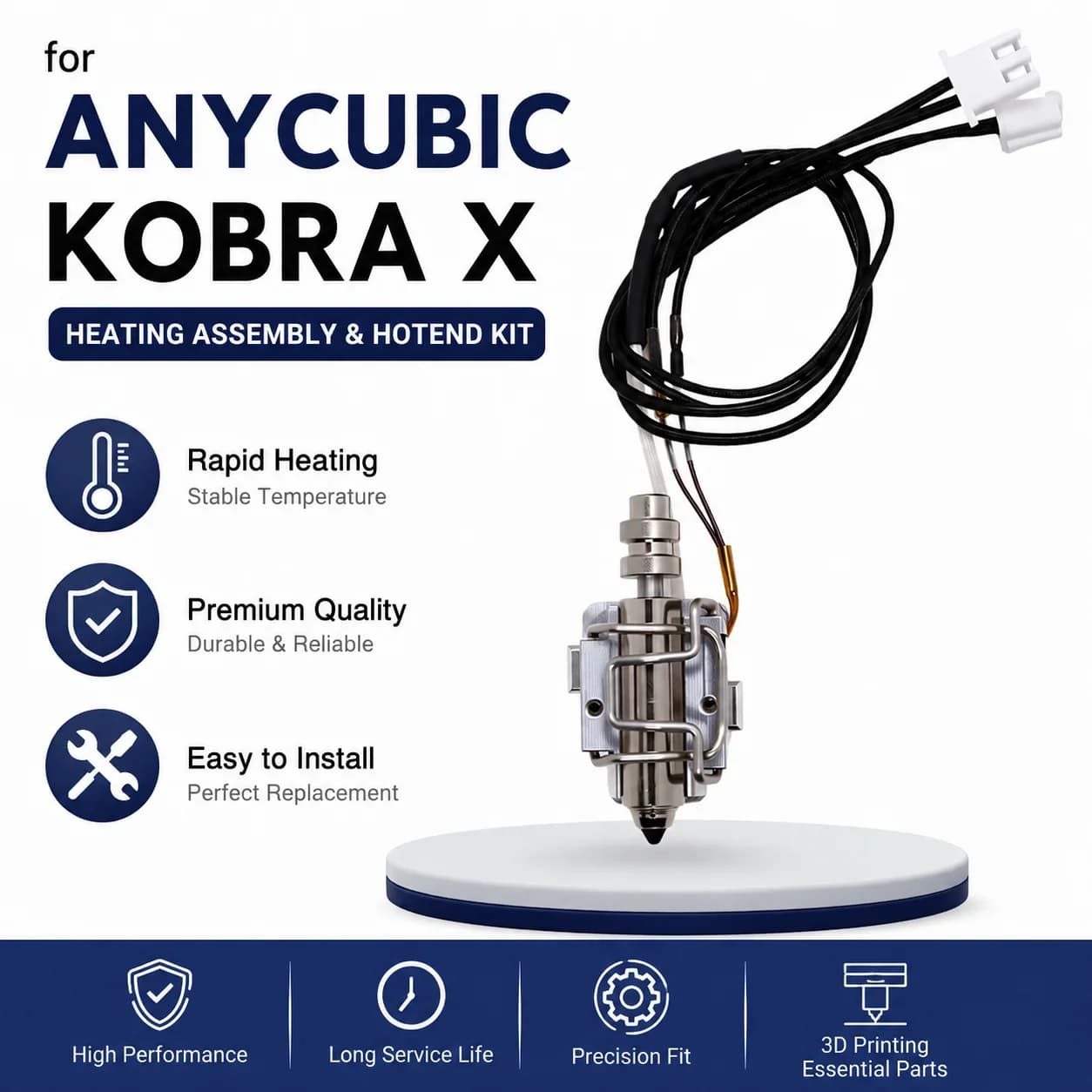 Kit Ugello Hotend Anycubic Kobra X con Gruppo Riscaldante e Guaina in Silicone, Ricambi per Stampante 3D, Include Spazzola per la Pulizia