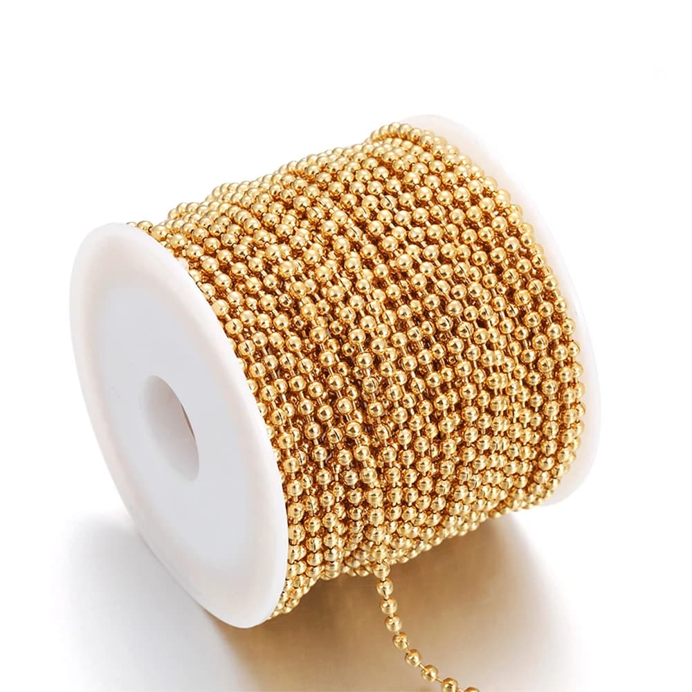1 Meter Stainless Steel 1.2/1.5/2/2.4/3MM Round Ball Bead Chains Necklace Chain for DIY Jewelry Making Supplies Accessories Bulk