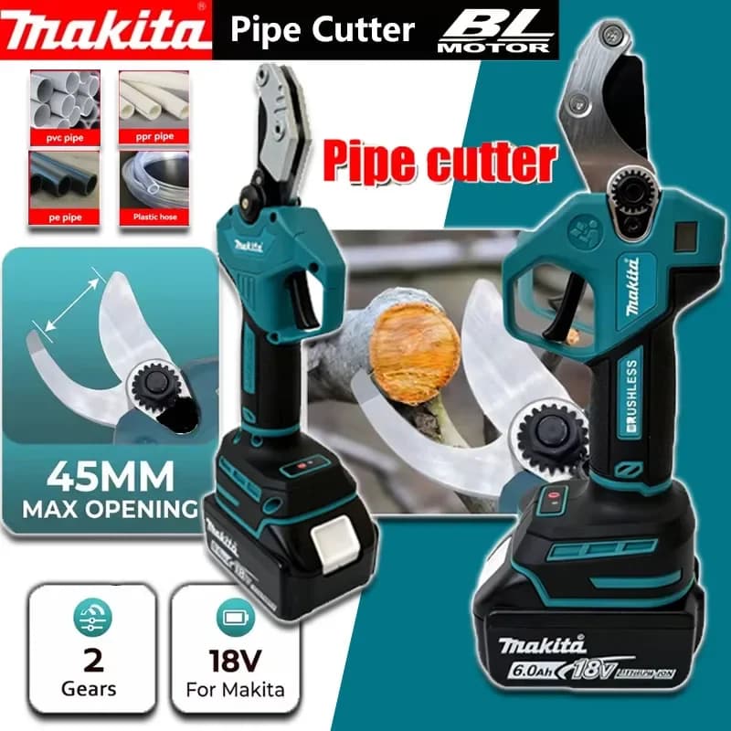 Makita 18-21V Brushless Cordless Pruning Shears, Rechargeable Electric Cutter for Precise Fruit Tree & Garden Shrub Trimming