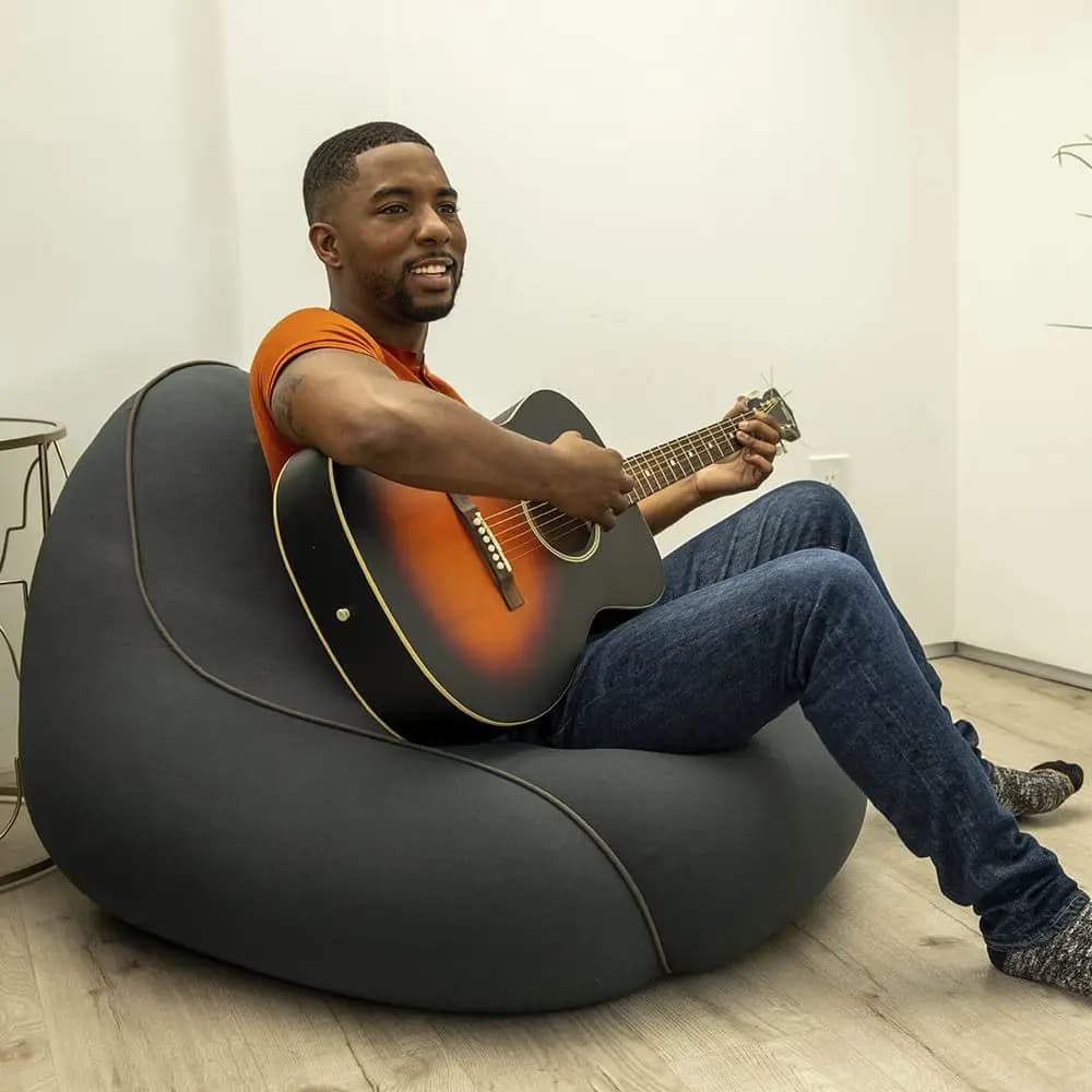 Lounger Small Bean Bag Lounge Chair for Adults, Kids and Teens, Soft, Plush, Comfy, Sensory, Gaming Beanbag, Washable Cover, Bl