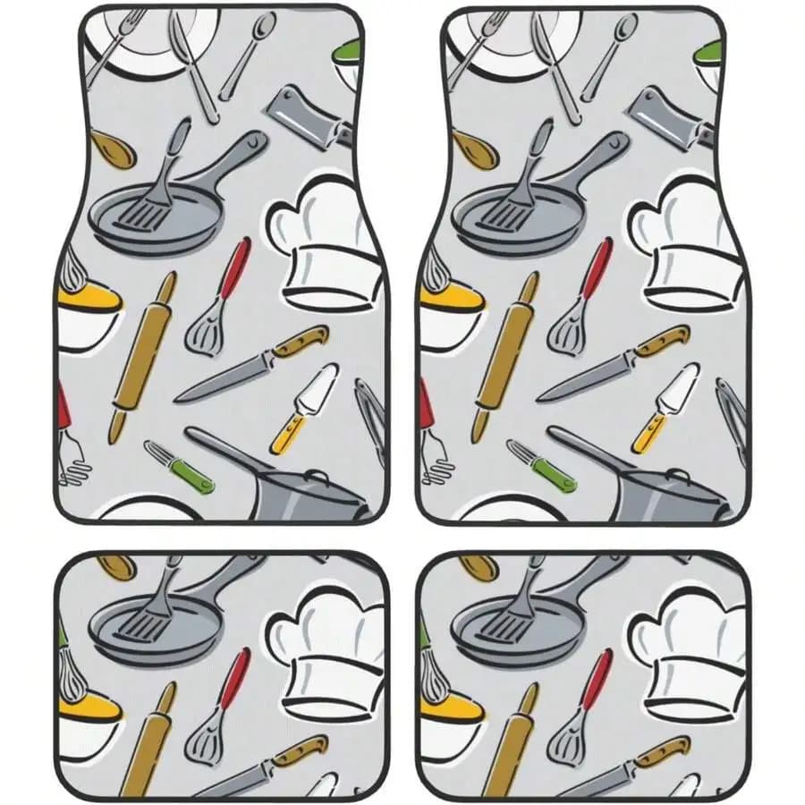 Kitchen Tools Crystal Velvet Car Floor Mats 4-Piece Set, Polyester, Universal Fit,Automobile Parts