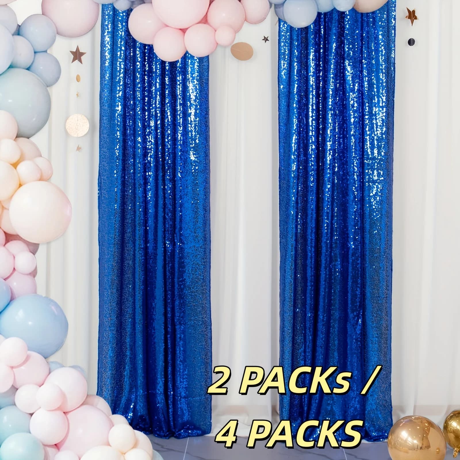 2 o 4 Pacchi di Tende di Paillettes, 2FT*7FT (24x84 Pollici) Sfondo di Paillettes Rosa Caldo per Feste, Matrimoni, Compleanni, Scenografie
