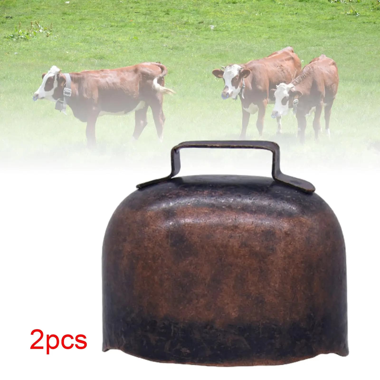 2 Pieces Cow Bells Retro Style Grazing Bell Wind Chime Pendant Ornament for Livestock Cow Farm Animals Dog Pets Supplies