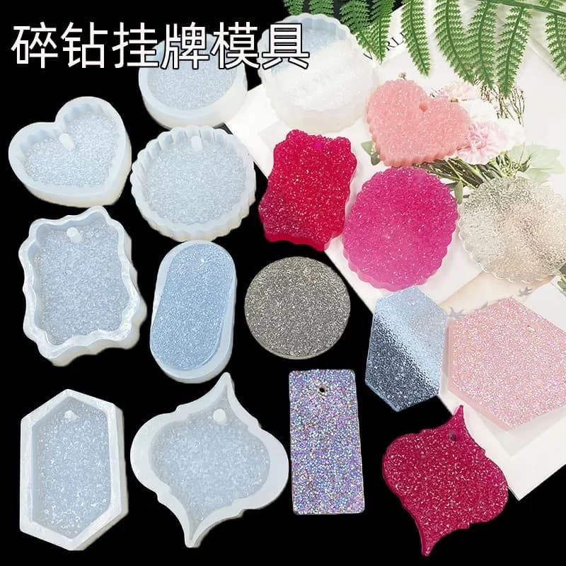 Stampo in Silicone per Resina Epossidica a Forma di Cuore, Rotondo, Ovale, Rettangolare, per Creazione Gioielli Fai-da-Te, Accessori per Gioielli