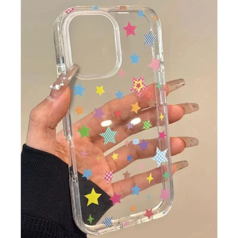 Colorful Star Pattern Y2K Phone Case For iPhone 17 Air XSMax XS XR X 17 Pro Max 16 15 14 11 Pro Max 13 12 Personality Soft Cover