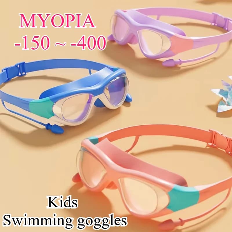 2025 MYOPIA -150 e-400 Children's swimwear waterproof anti-fog HD professional boys girls swimming equipment diving glasses