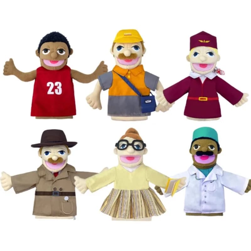 36cm Cartoon professione abbigliamento serie burattino a mano peluche medico poliziotto infermiera bambola giocattoli educativi genitore-figlio