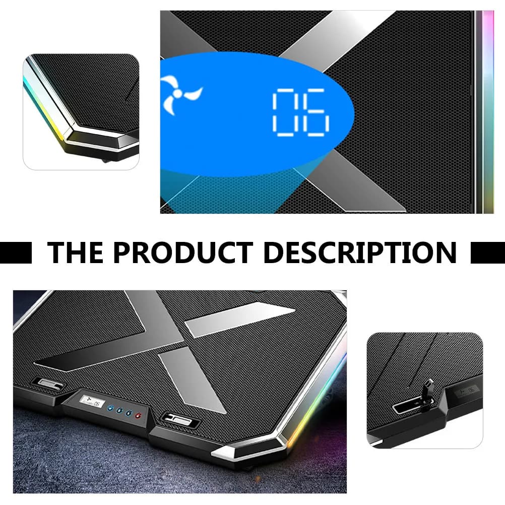 Base di Raffreddamento RGB per Laptop con Schermo LCD Touch Regolabile e Supporto a 7 Angoli per Notebook da Gaming