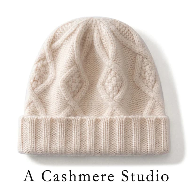 Unisex 100% Cashmere Beanie Hats For Women/Men Outdoor Windproof Warm Hat Casual Thickened Knitted Bonnet Cap For Winter